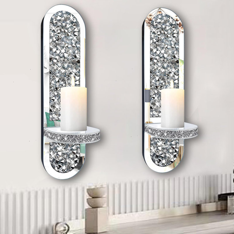 Crystal Broken Diamond Candle Wall Light