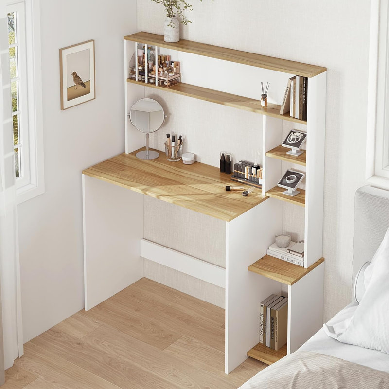 Raelee Desk, Brown/White