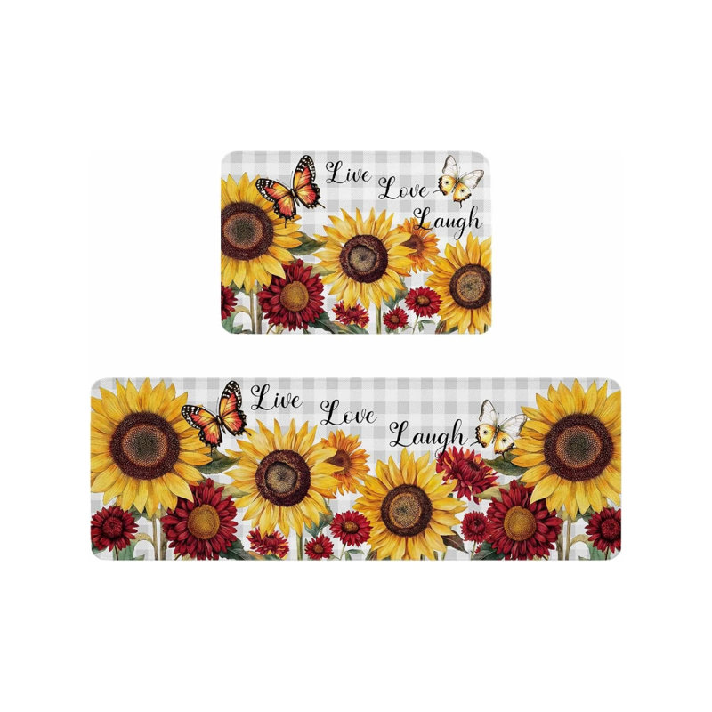 Tapis de cuisine jaune tournesol, 2 tapis de décoration florale pour la cuisine et le salon