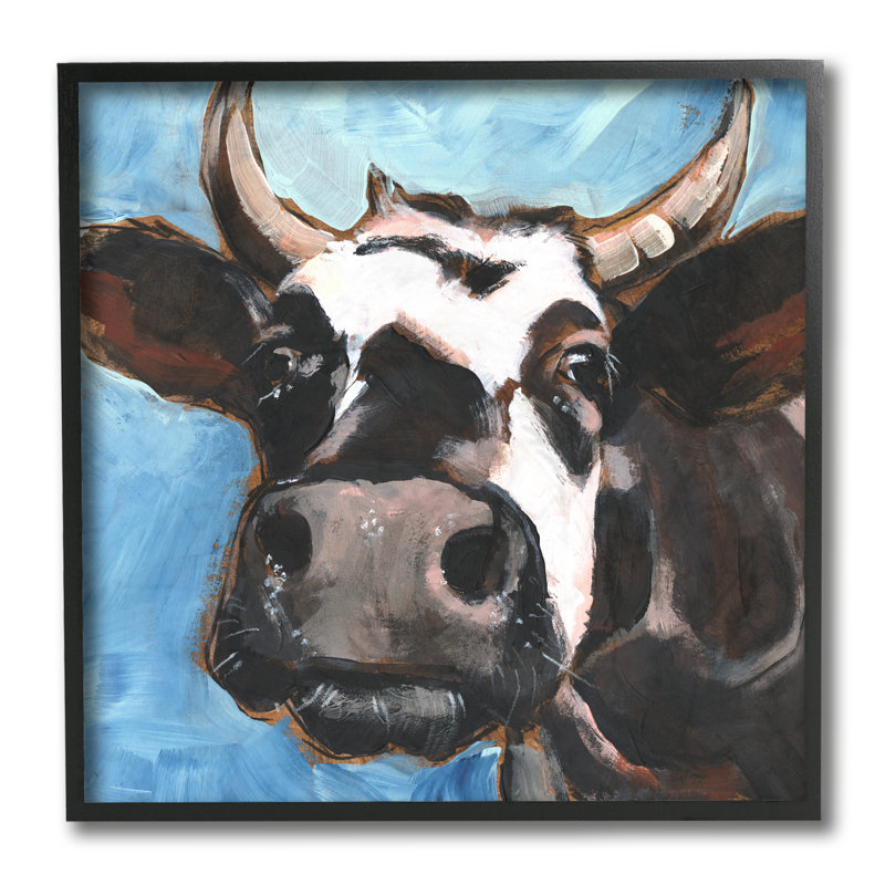 Ferme, bovins de ferme, gros plan, portrait d'un animal de campagne, Cadre noir, H 12 po x l 12 po x P 1,5 po