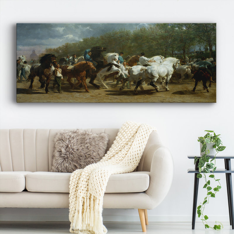 La foire aux chevaux sur toile, H 8 po x l 20 po x P 1,5 po