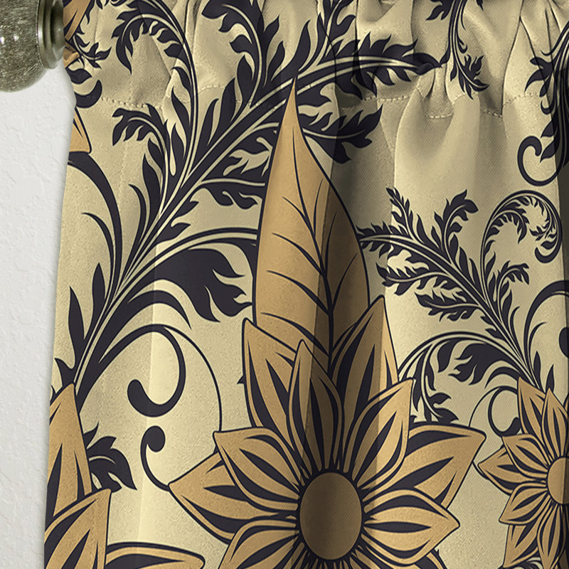 Panneau de rideau floral, motif occultant botanique Boho - fond floral, L 52 po x L 95 po