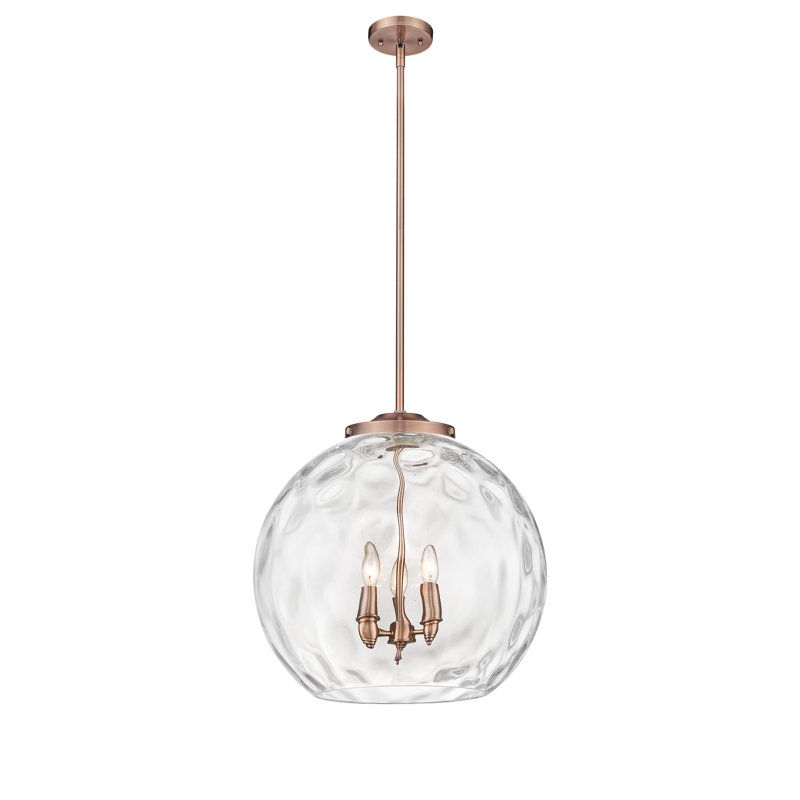 Luminaire suspendu sphère 3 lumières 3 lumières, H 19,5 po x l 17,88 po x P 17,88 po, Cuivre antique