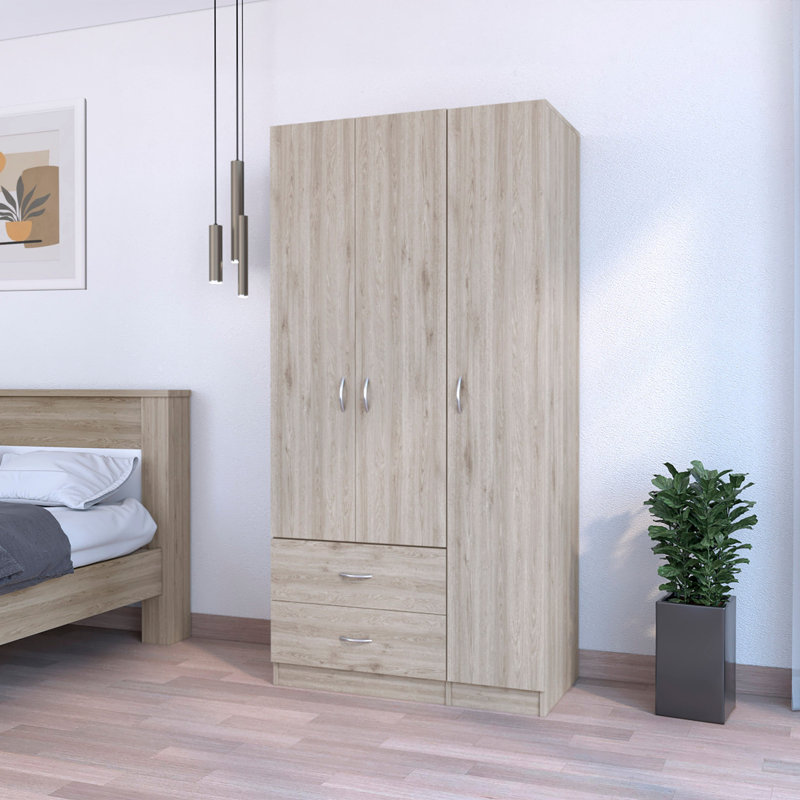  Commode combinée 35 po à deux tiroirs gris clair