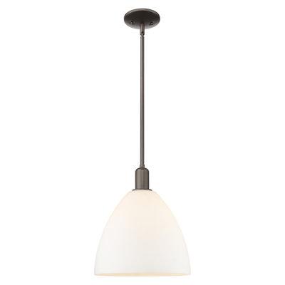 Arcadia - Bristol - Mini-luminaire suspendu 1 tige 12 po - Finition bronze huilé - Abat-jour blanc mat