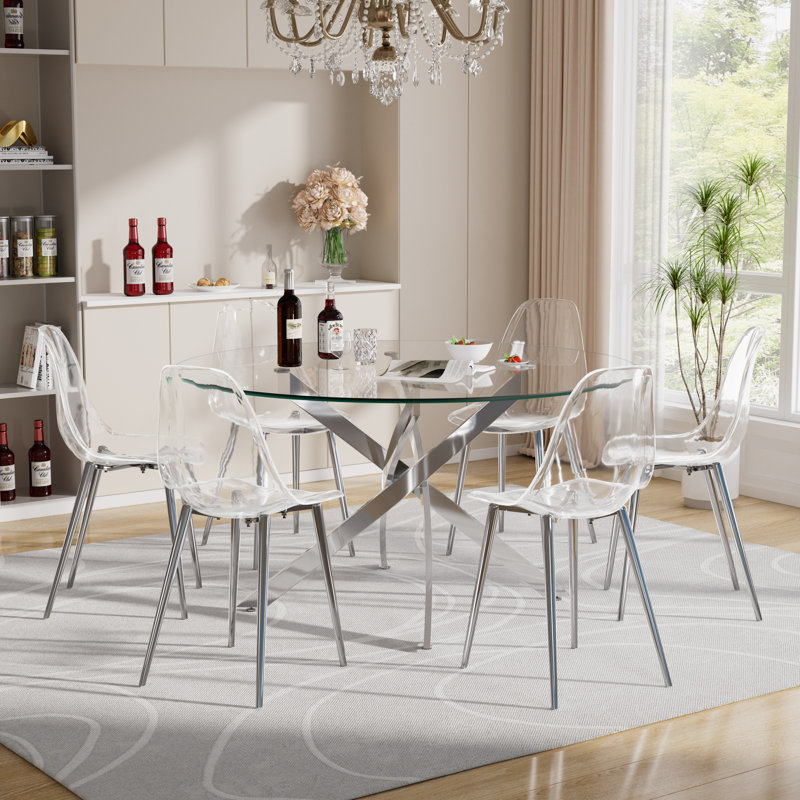 Ensemble repas rond, Argent, H 29,5 po x L 47 po x l 47 po