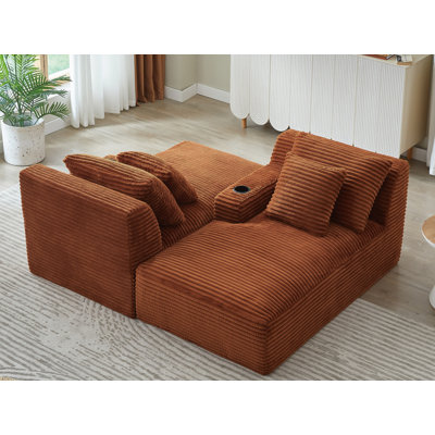 Chaise longue double en velours côtelé