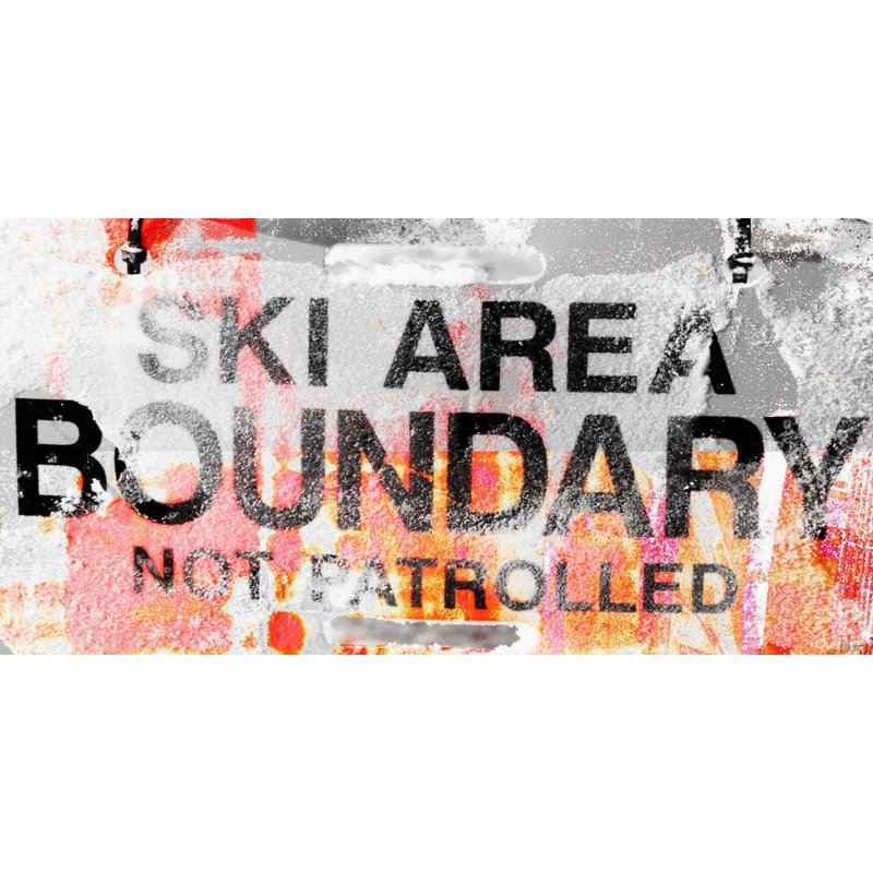 «Ski Area Boundary» par Parvez Taj, art textuel sur toile tendue, H 22,5 po x l 45 po x P 1,5 po
