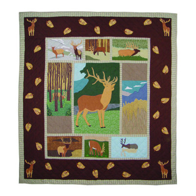 Brown Elk Rustic Cotton Animal Print Quilt
