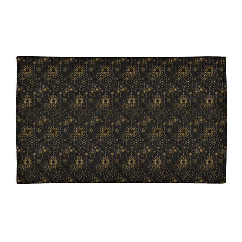 Tapis noir/jaune astrologie reg patterns, Rectangle 2 pi x 3 pi
