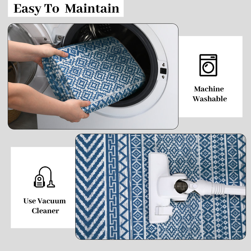 Leschen Washable Geometric Indoor Rug, Rectangle 4'12" x 6'12"