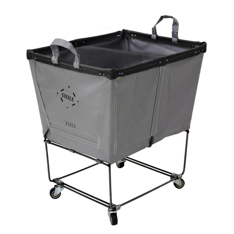 Rolling Laundry Basket with Handles, Black Leather, 1