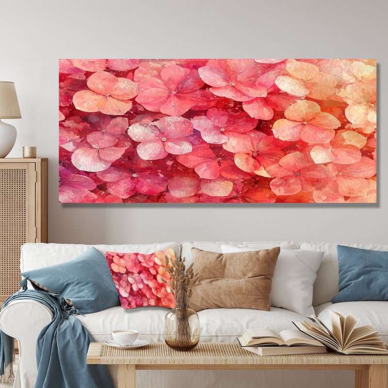 Abstrait hortensia éclaboussures d'été - reproduction d'art traditionnelle en métal, art mural en métal hortensia