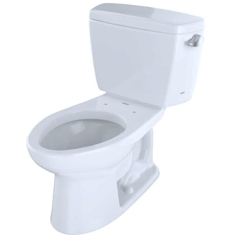 Toilette allongée deux pièces 1,6 GPF avec levier à droite TOTO® Drake®, coton blanc, Blanc coton, À droite