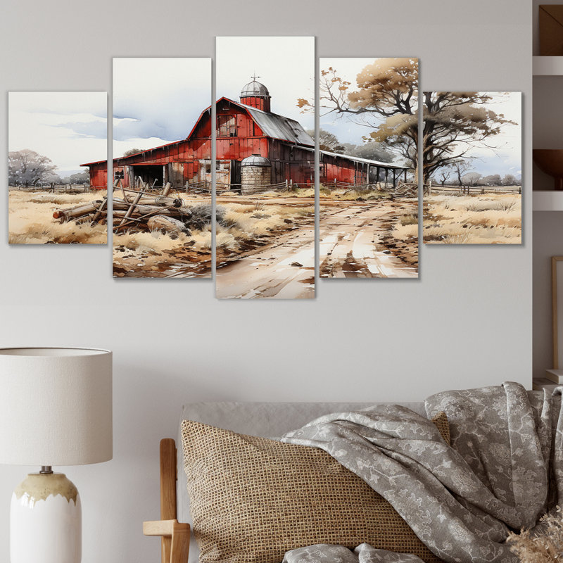 Farmstead Lnadscape III sur toile, 5 pièces