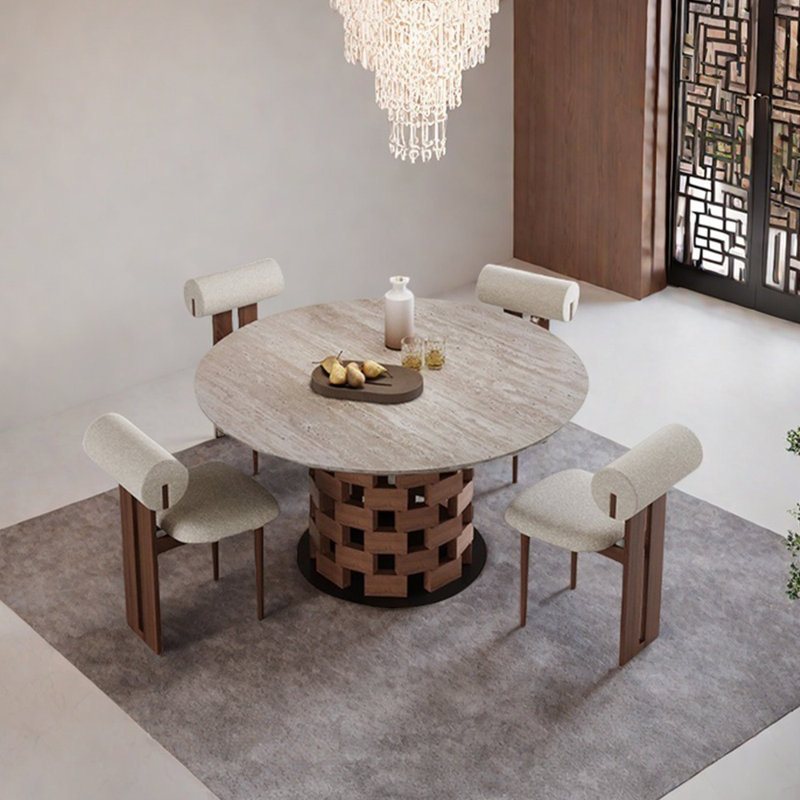 Ensemble de table de salle à manger en pierre frittée, Tanné, H 29,53 po x L 47,24 po x l 47,24 po