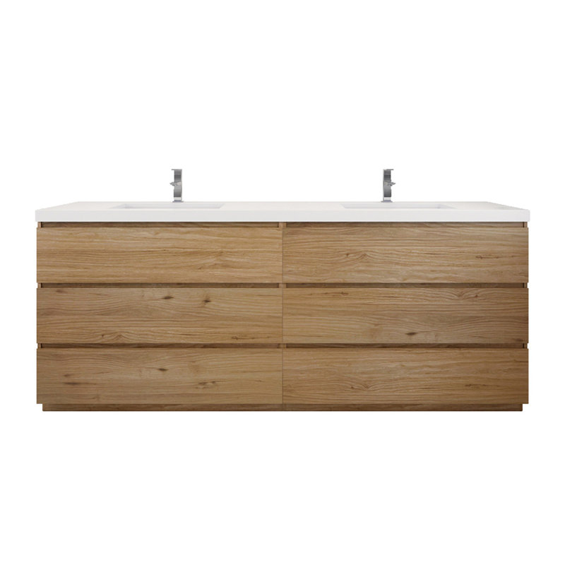 Ensemble de meuble-lavabo double 84 po Ferrari, Chêne naturel