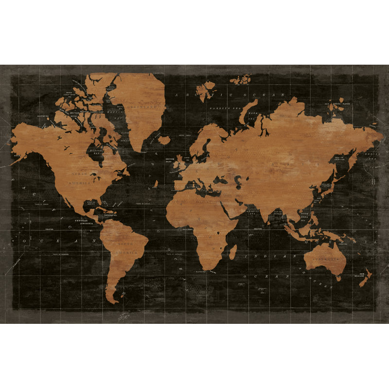 Carte du monde industriel sans mots, H 32 po x l 48 po