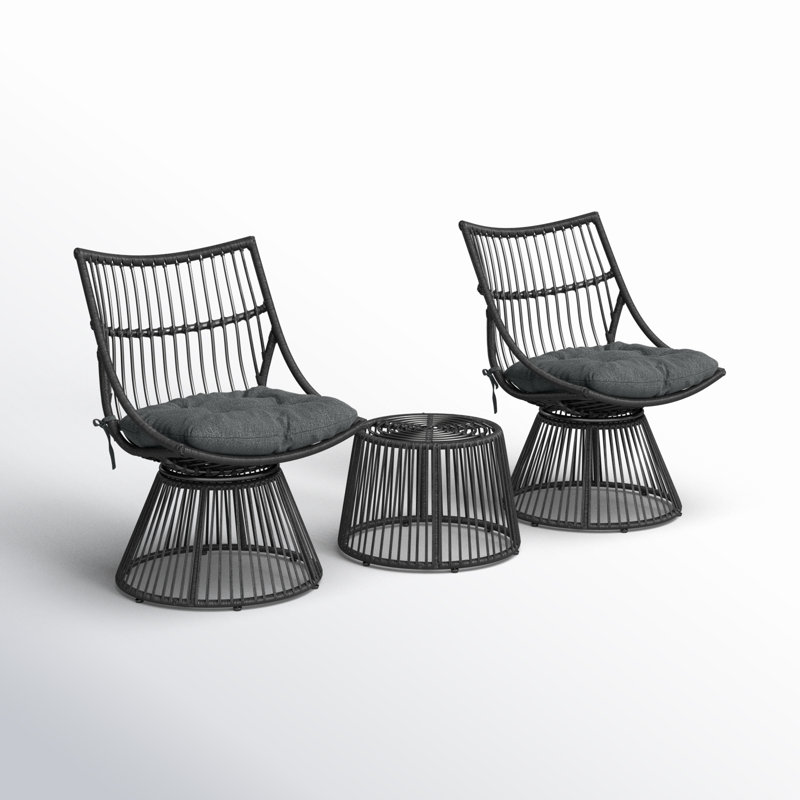 Fiona 2 - Person Patio Conversation Sets with Cushions, Gray, Gray