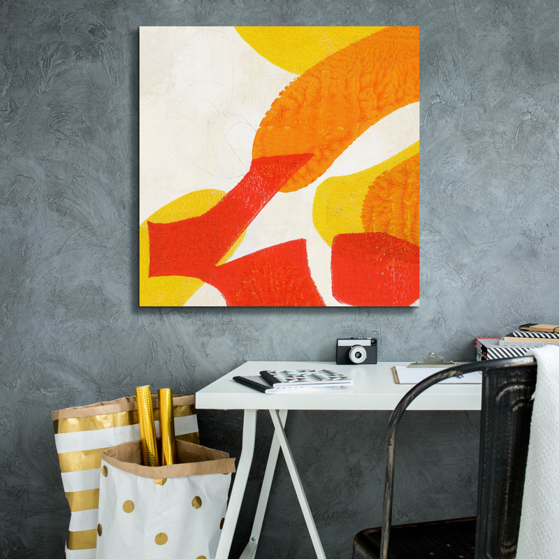 Toile épique «Orange Starburst 5» par Laura Gibson, 26 po x 26 po
