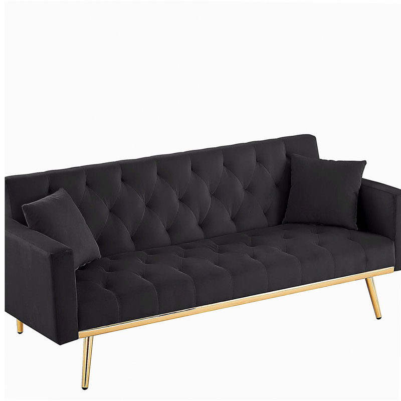 Futon-lit pliable convertible NOIR, canapé-lit pour un espace de vie compact.