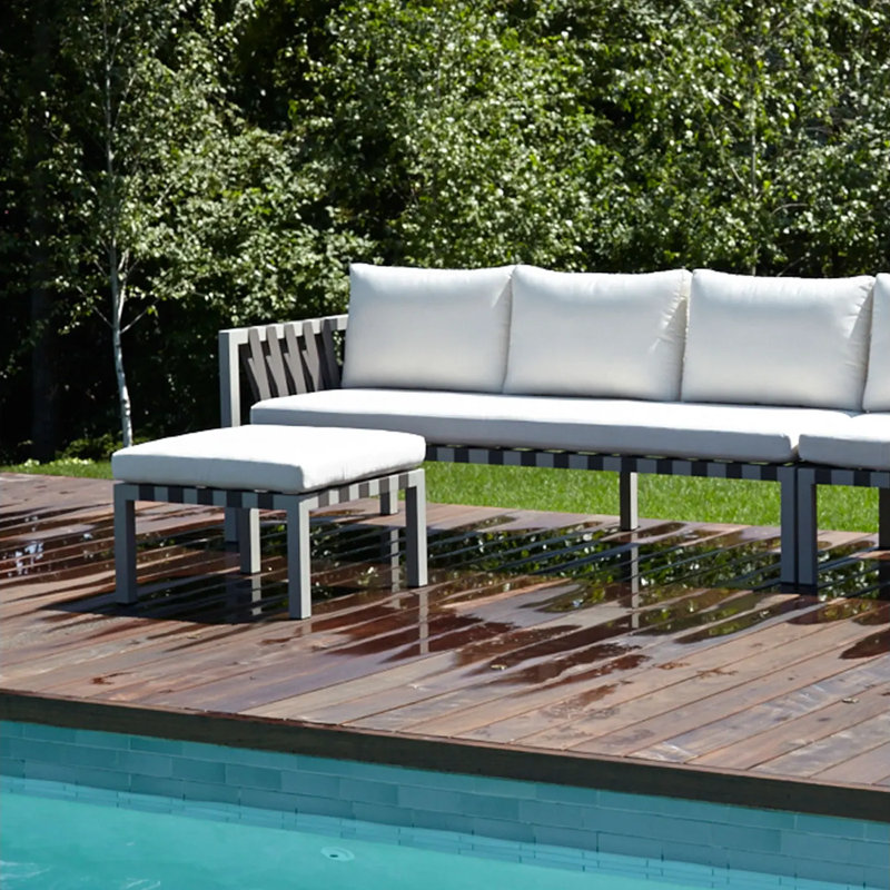 Jibe Outdoor Ottoman, Carbon Frame/Sunbrella Taupe Cushion