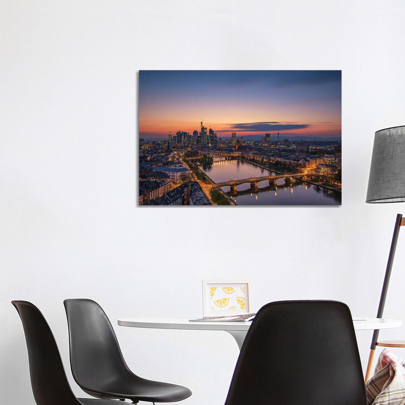 Frankfurt Skyline at Sunset 1 Piece Wrapped Canvas Wall Art, 101.6 cm H x 66.04 cm W x 1.91 cm D