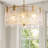 Jorgea 20'' Modern Gold Glass Drum Chandelier, 5-Light Luxury Dimmable Dining Room Ceiling Light