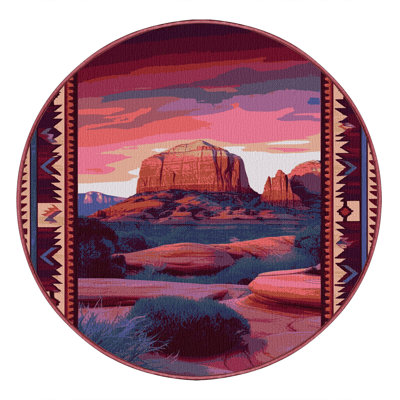 Washable Sedona Sunset Southwestern Area Rug