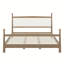 Mid-Century Modern Solid Pine Wood Platform Bed with Upholstered Headboard in Boucle, No Box Spring Needed-771341793-771341796