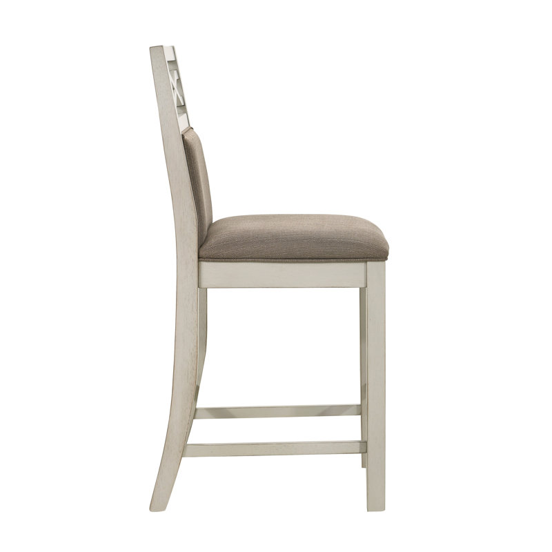 Fet Upholstered Counter Stool with Solid Wood Frame