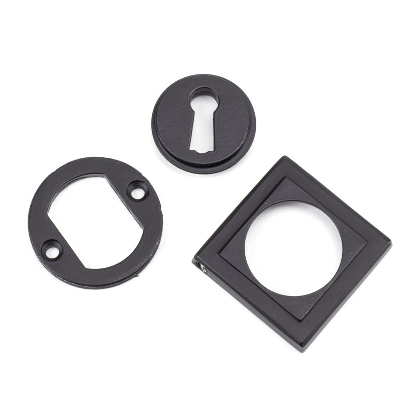Concealed, Square Round Escutcheon Door Accessory, Matt Black