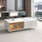 Rectangular Coffee Table with 2 Glass Door Storage, 4 Drawers, Gold Metal Legs, and Multi-Color Lighting in 47.2''-1501878430