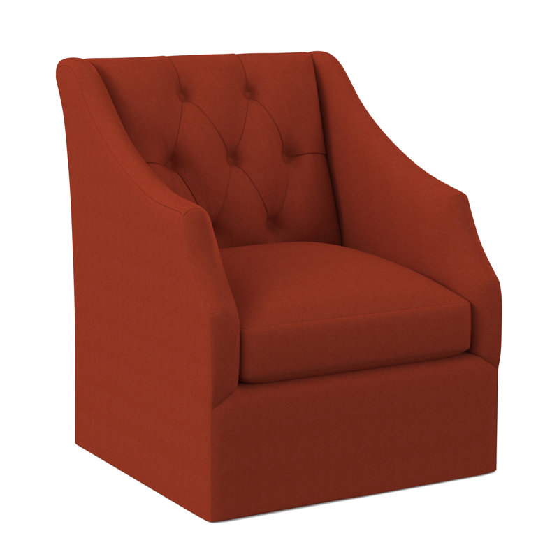 Chaise pivotante à dossier capitonné Claudette, Mélange de polyester tangelo Margaret
