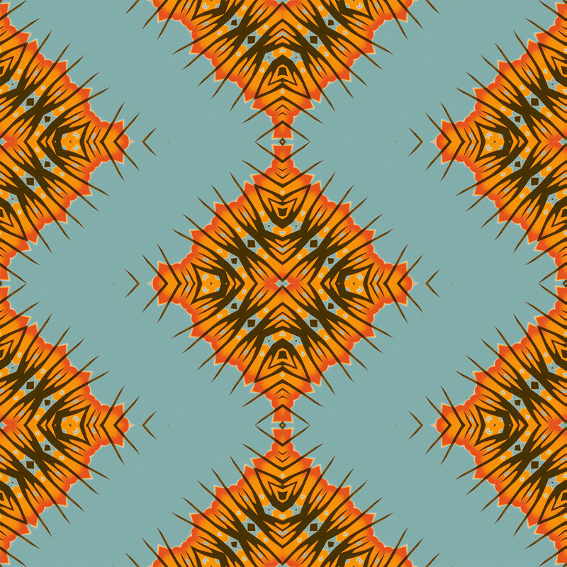 Desert Diamonds (Large) | Intricate Geometric Wallpaper Double Roll, Orange/Blue/Teal