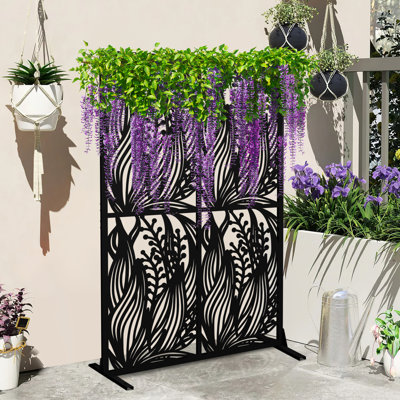 6 Ft. H X 3.8 Ft. W Metal Privacy Screen Free Standing Decorative Screen For Balcony Patio Garden Room Divider by GOGEXX