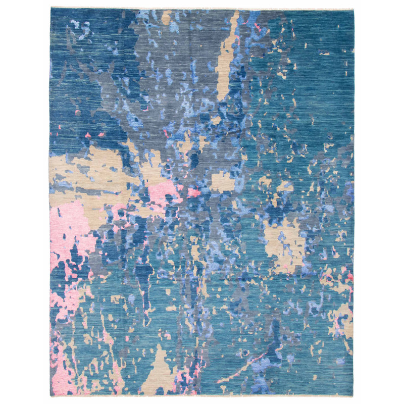 Tapis unique bleu 9 pi 1 po x 11 pi 7 po Lilou