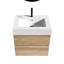 Meuble-lavabo flottant mural moderne, conception en chêne, tiroirs doubles, planches de qualité E1, système de fermeture en douceur, poignée cachée, lavabo à finition brute de 23,49 po de hauteur, lavabo en quartz blanc, E0 silencieux-132971791