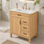 Meuble-lavabo de 30 po avec lavabo en céramique, armoire de salle de bain moderne, charnières et tiroirs à fermeture en douceur, armoire en panneau de fibres à densité moyenne avec pieds en bois massif, tiroir rabattable, poignées en alliage de zinc noir
