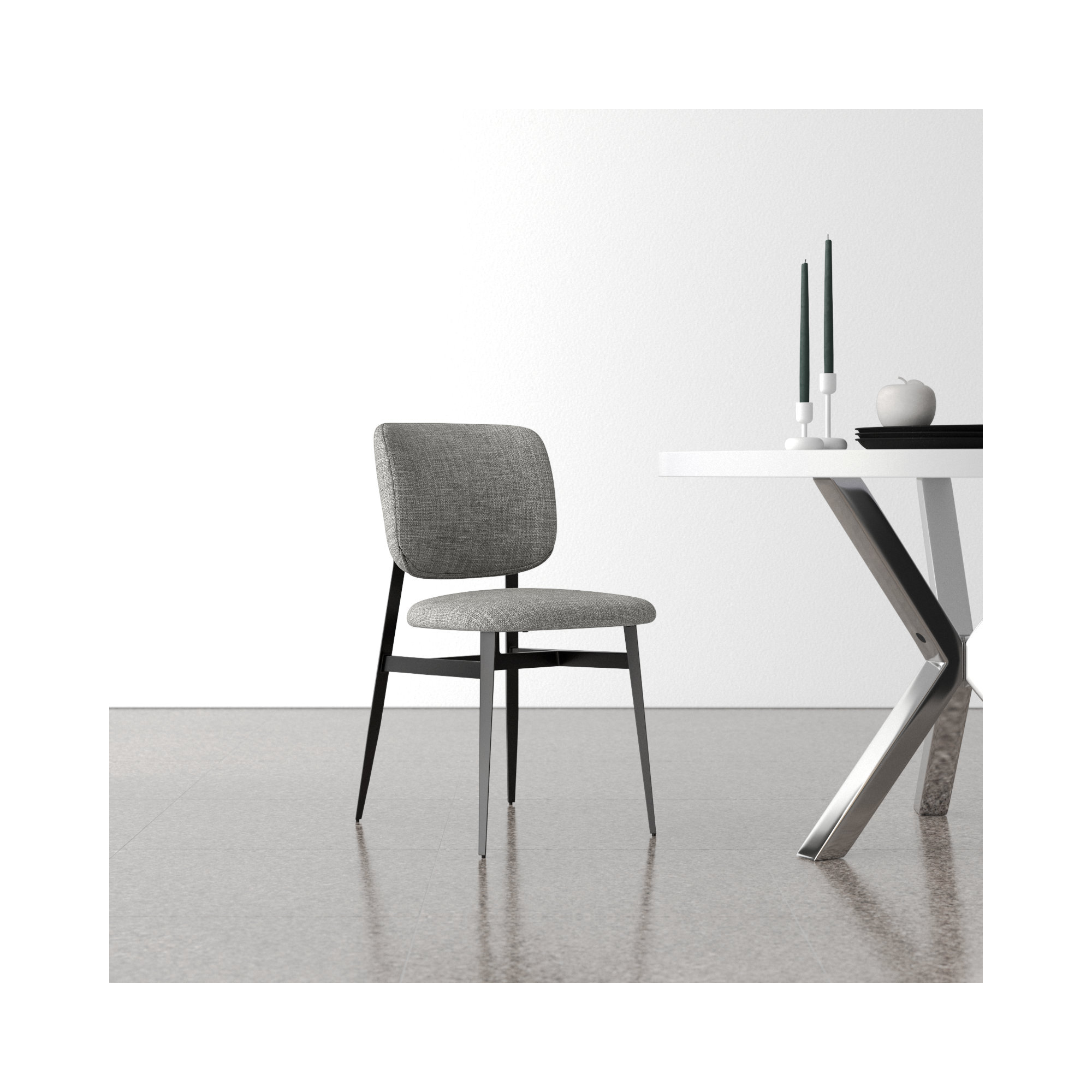 Inola Upholstered Dining Chair, Light Gray