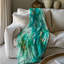 Couverture de sherpa de qualité supérieure Aqua Floral Symphony - 1 pièce-97879198
