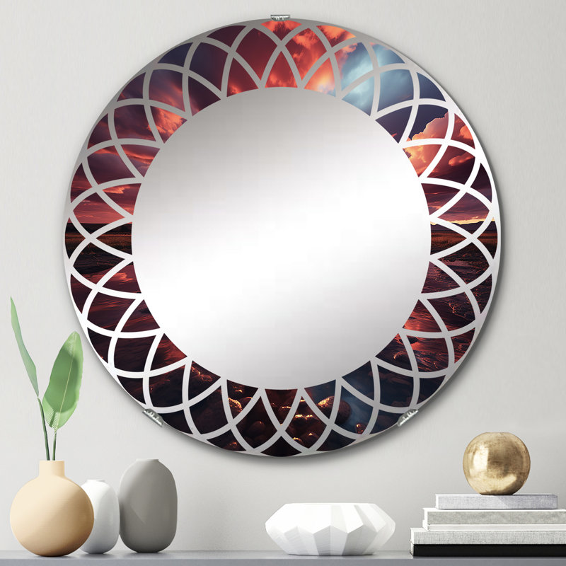 Amebury - Miroir mural rond, 24 po x 24 po