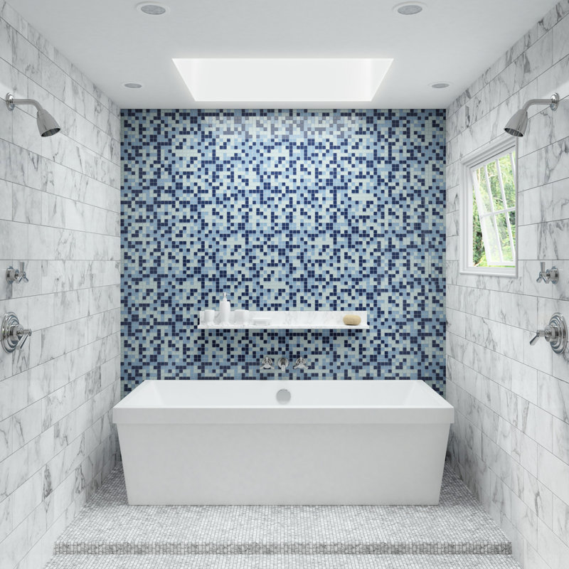 Color Wave 1" x 1" Glass Mosaic Field Tile in Soft Cashmere, Classic Evening Mixer