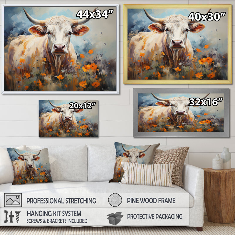 Cow Cow Harmony I, reproduction d'art sur toile, H 34 po x l 44 po x P 1,5 po, Cadre photo noir