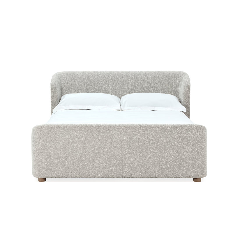 Lit plateforme tapissier Kris, Roi, Boucle blanc