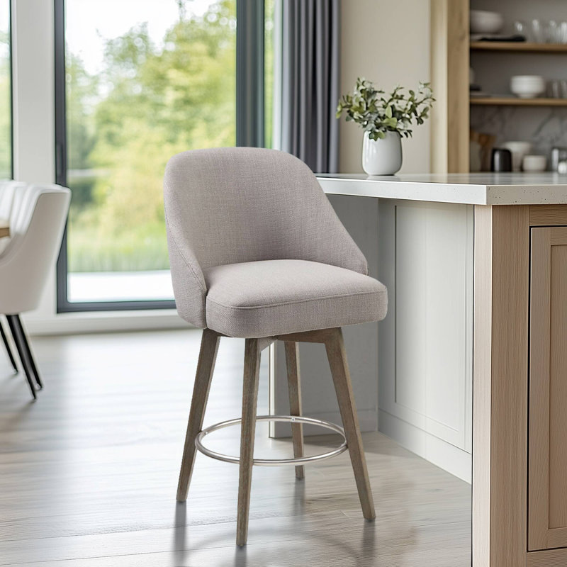 Tabouret de bar / de bar pivotant à 360 ° Pearce, Gris, Tabouret de comptoir (assise à une hauteur de 25,, 1