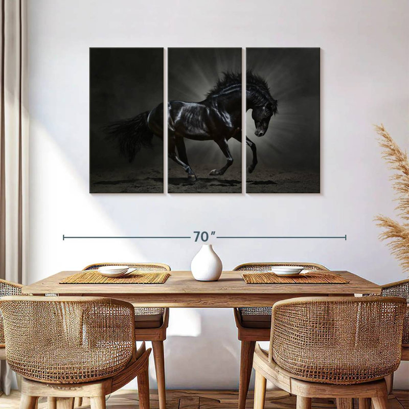 Elegant Black Horse, 36" H x 57" W