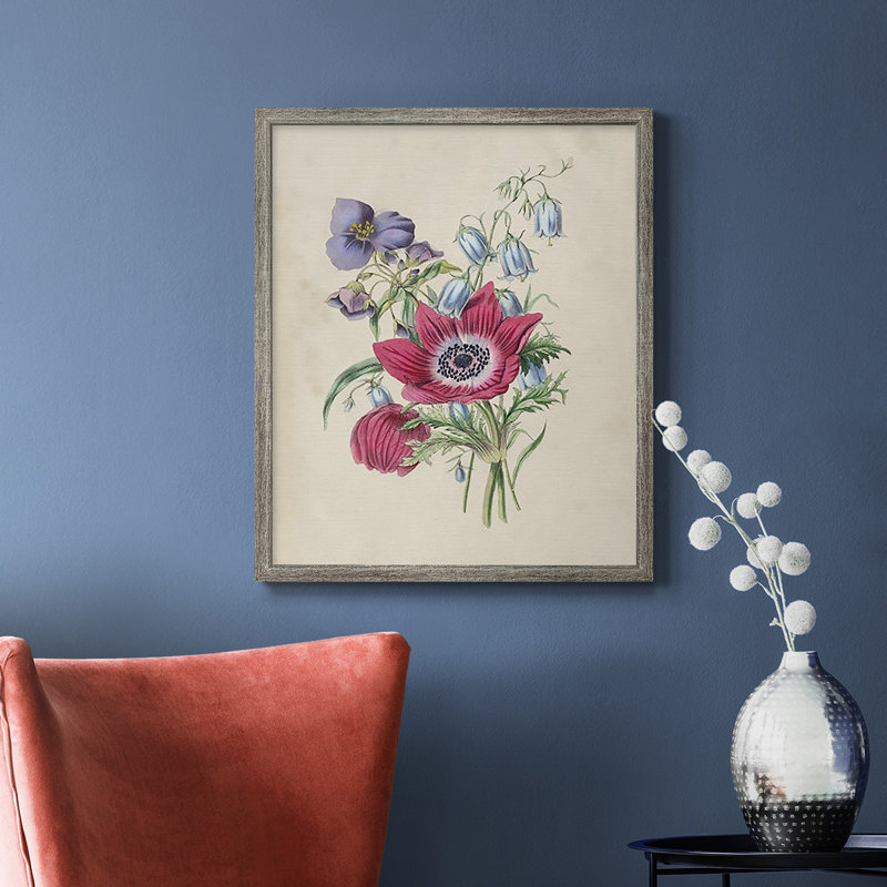 Antique Garden Bouquet I, toile encadrée de qualité supérieure - prête à être accrochée, Argent patiné, H 24 po x l 20 po