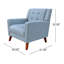 Fauteuil avec revêtement bleu, pieds en bois de bouleau, détails, ressort sinueux, 32,95 po Hauteur de l'emballage, jusqu'à 300 lb Habitation avec revêtement en bleu, repose-pieds, conception, rembourrage en mousse, largeur de 31 po,