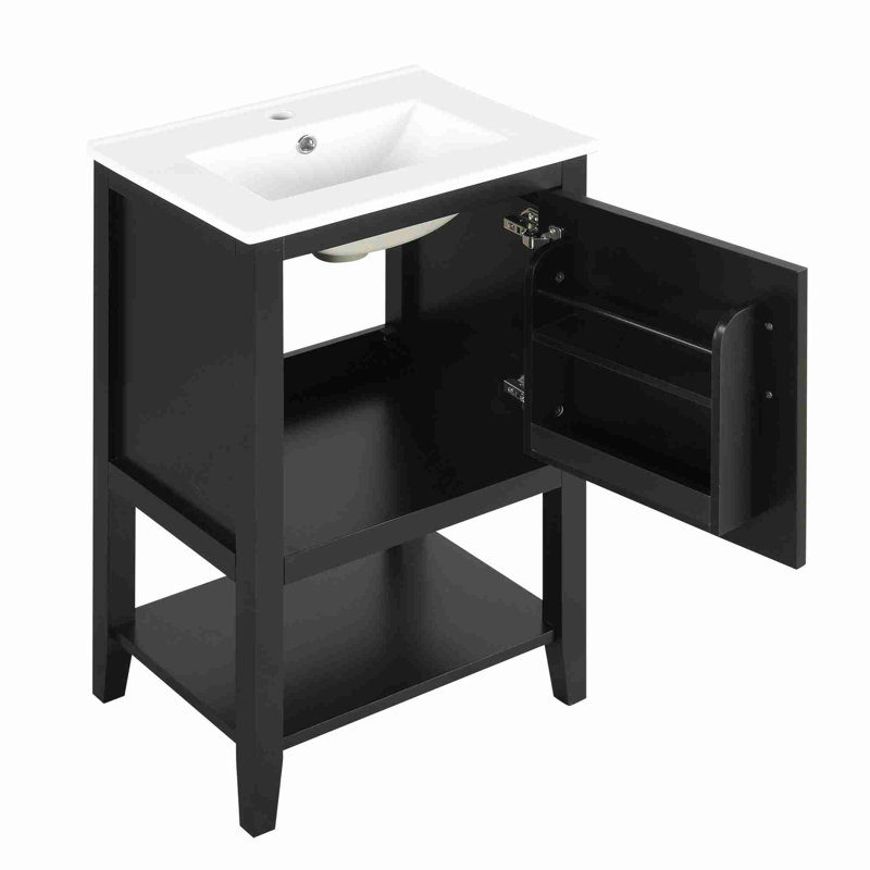 Meuble-lavabo moderne 20 po, Noir